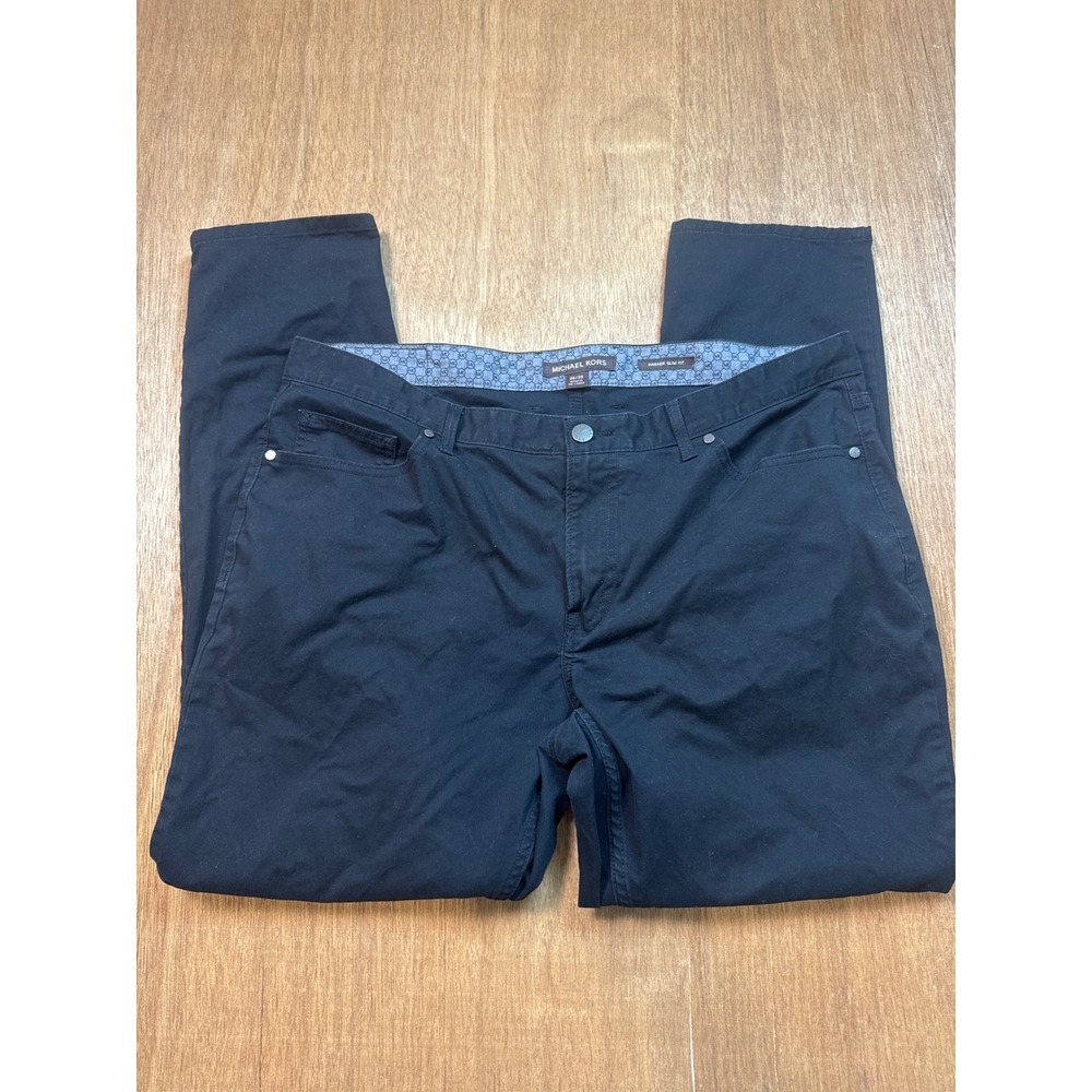Michael Kors Parker Slim Fit Black Pants Mens 36/30 Cotton Blend Five Pocket - Picture 8 of 12